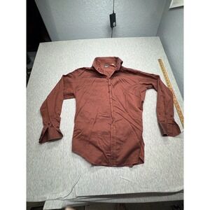 Vintage Neiman Marcus Button Up‎ Long Sleeve Orange/Black Herringbone L